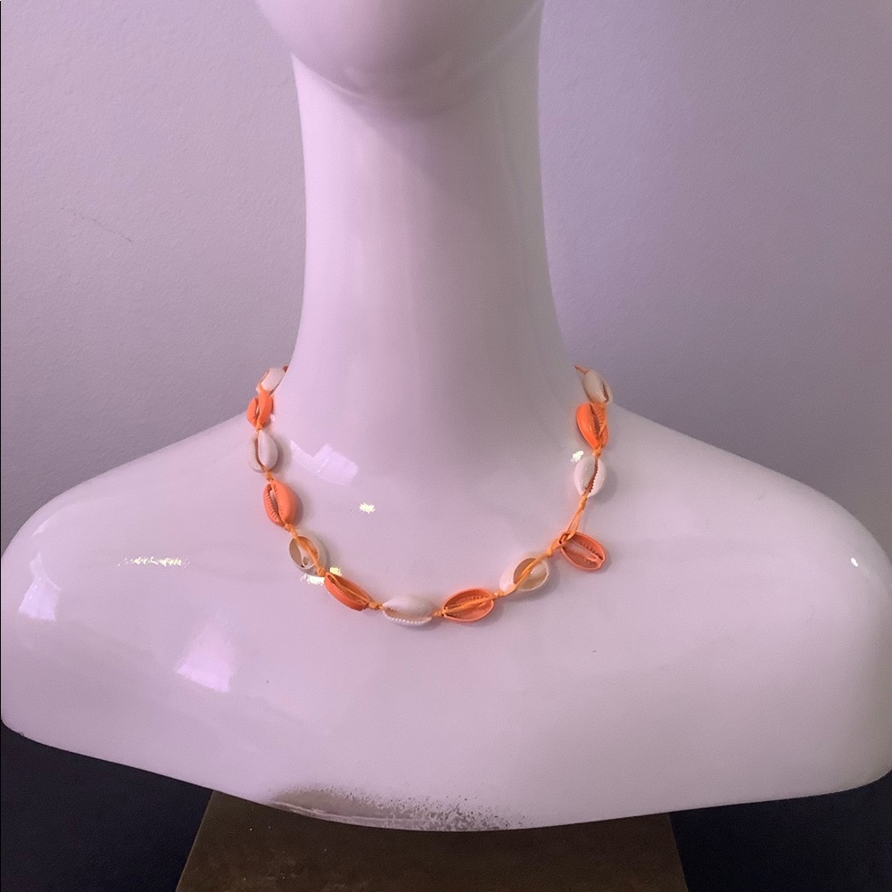 Orange Shell Necklace and Earring Set
